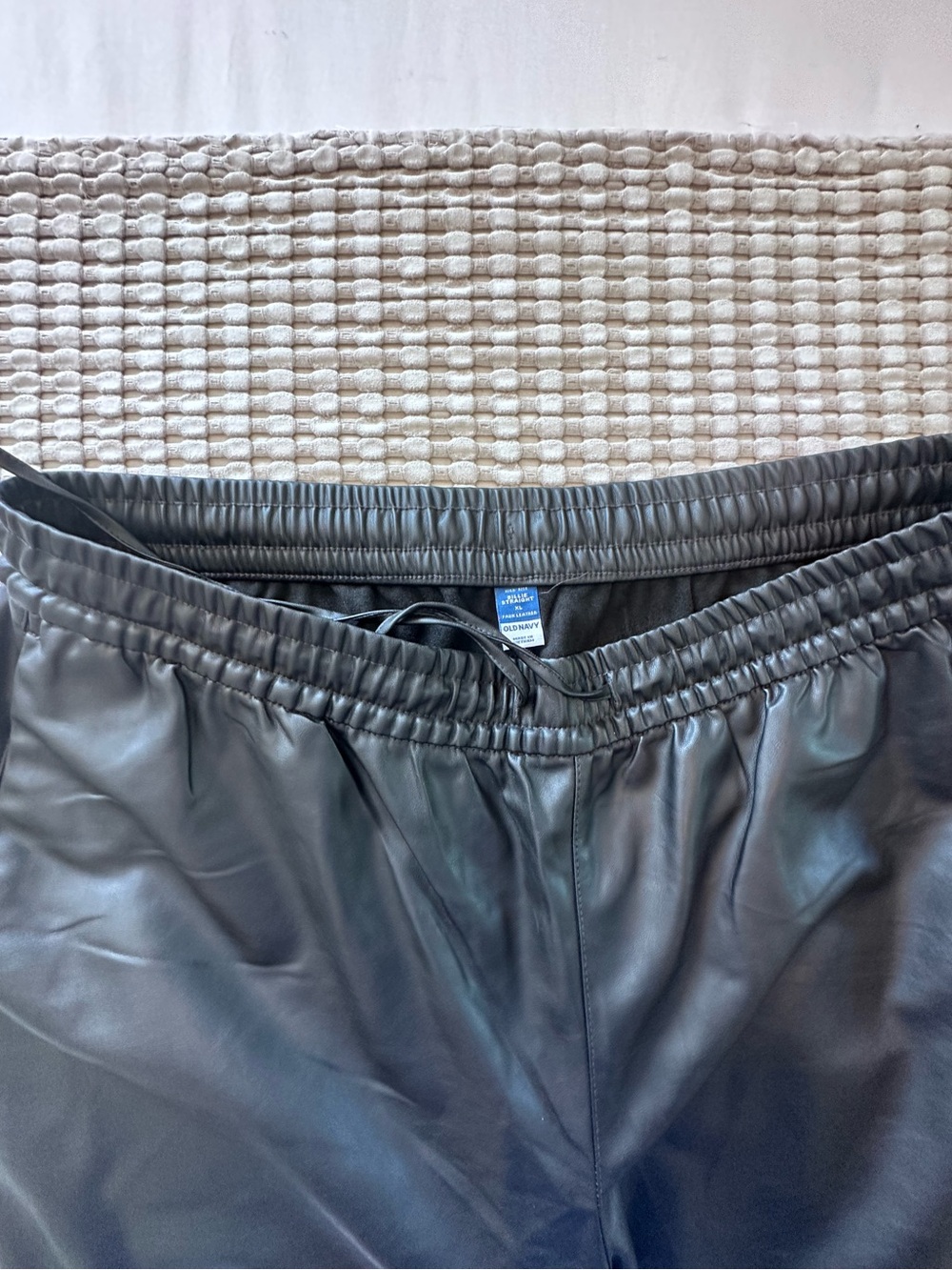 Faux Leather Elastic Waist Pants in Black Billie Straight